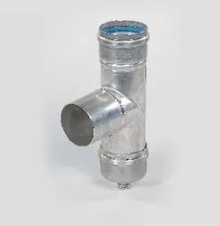 Enkelwandig rookgas T-stuk, Ubbink Rolux HRtop, 80mm, aluminium, met lipring
